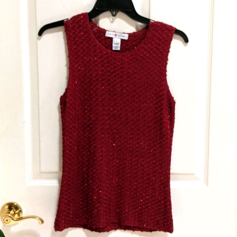 Real Clothes Crochet Silk Tank Top Size S/P Red Metallic